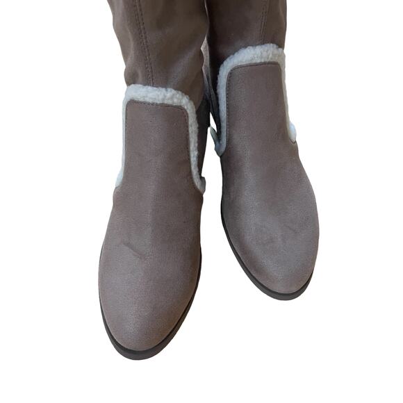 Charles David Gunter Taupe Over The Knee suede shearling Trim Boots Size 9.5 - Picture 8 of 10